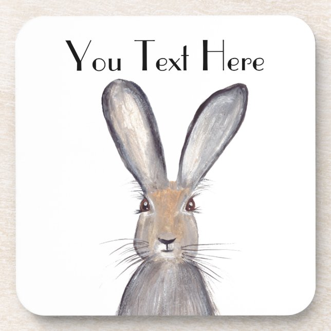 Dessous-de-verre Aquarelle de lapin lièvre Faune Animal Cute (Devant)