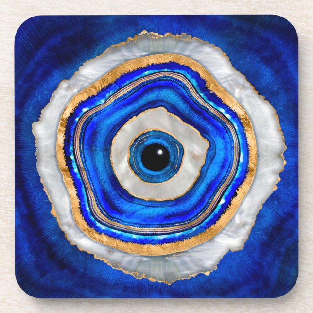 Dessous-de-verre Aquarelle de l'oeil malin et or (Devant)