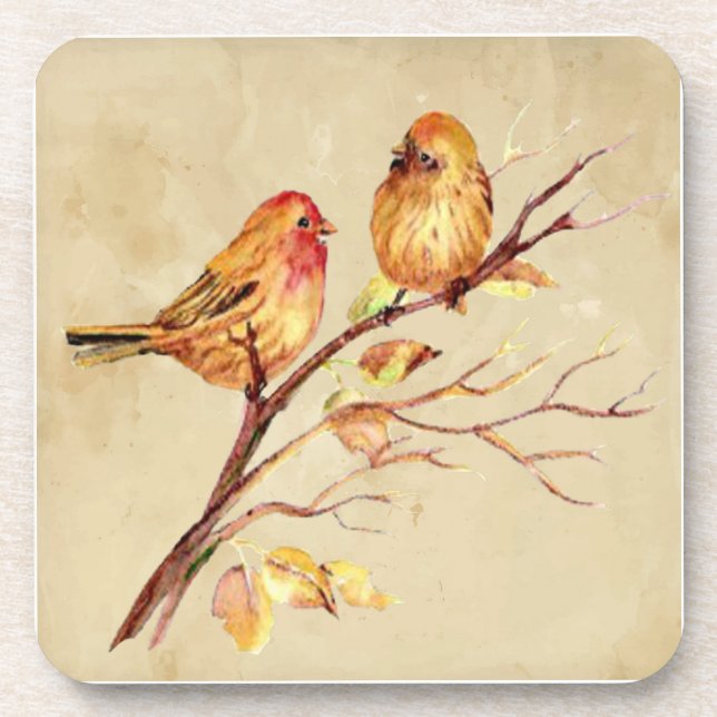 Dessous-de-verre Aquarelle Finch Oiseau Faune Nature Art Phone (Devant)