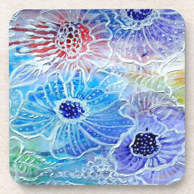Dessous-de-verre Aquarelle Fleurs Beverage Coaster (Devant)