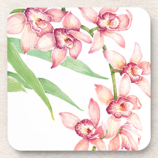 Dessous-de-verre Aquarelle Fleurs roses (Devant)