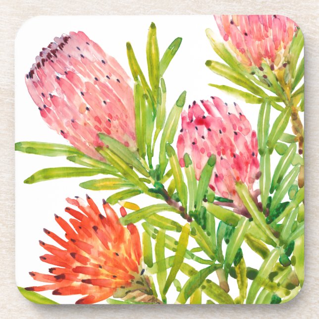 Dessous-de-verre Aquarelle Fleurs tropicales (Devant)