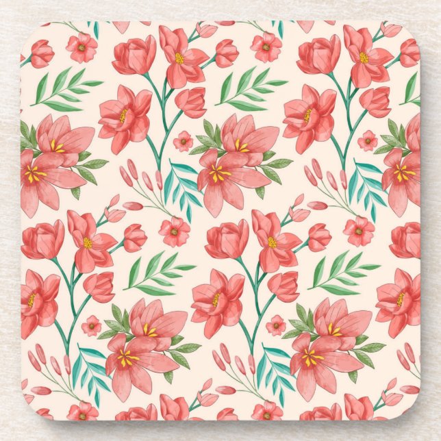Dessous-de-verre Aquarelle peinte à la main Motif floral-54098 (Devant)