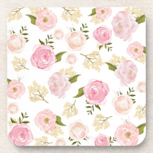 Dessous-de-verre Aquarelle romantique Peonies blanches Motif floral