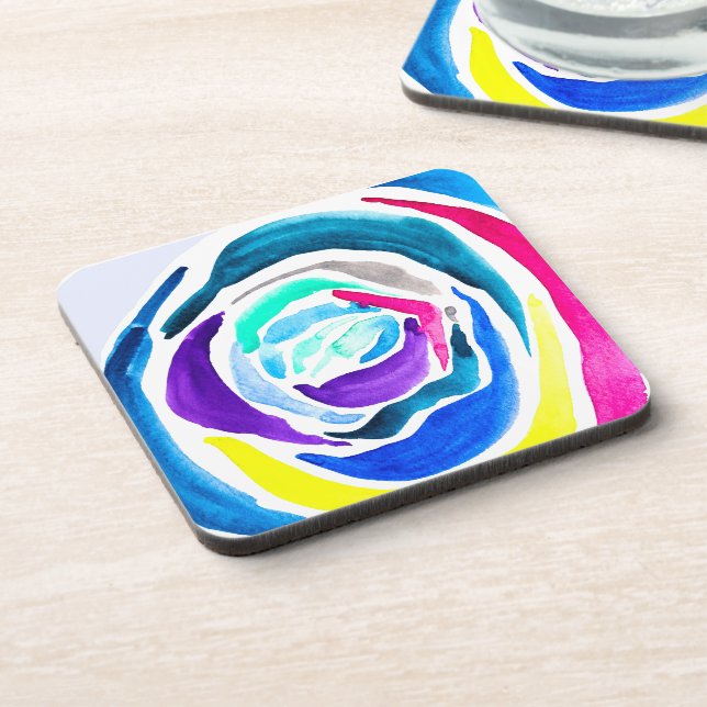 Dessous-de-verre Aquarelle rose pop art bleu (Côté gauche)