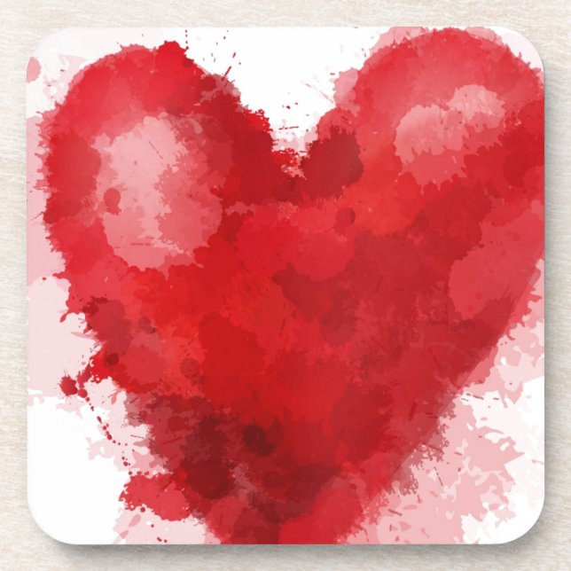 Dessous-de-verre Aquarelle rouge coeur gothique fille valentine (Devant)