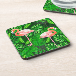 Dessous-de-verre Aquarelle tropicale Flamant rose