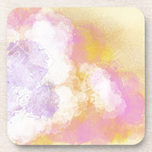 Dessous-de-verre Aquarelles abstraites - arrière - plan orange (Devant)