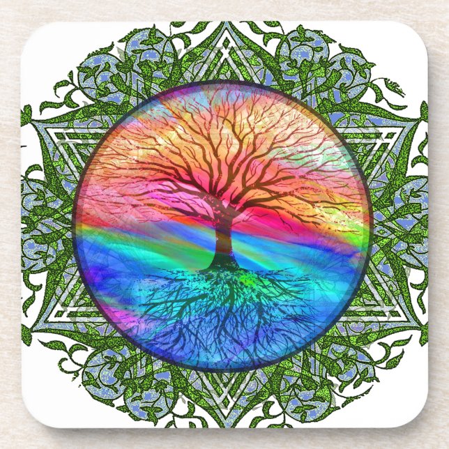 Dessous-de-verre Arbre de coeur d'arc-en-ciel (Devant)