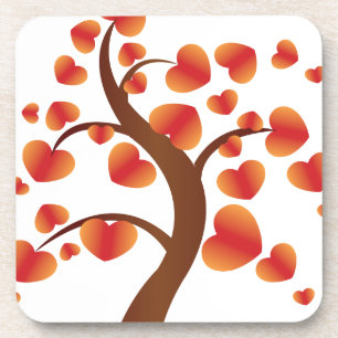 Dessous-de-verre Arbre de coeur rouge