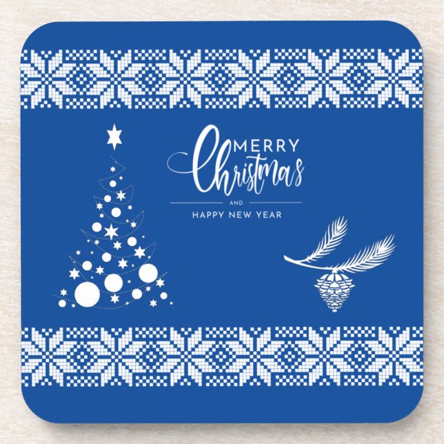 Dessous-de-verre Arbre de Noël. Couleur bleue Ecouteur (Devant)
