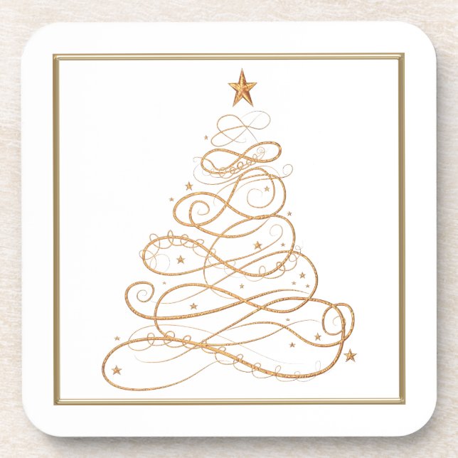 Dessous-de-verre Arbre de Noël en filigrane métallique d'or (Devant)