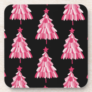 Dessous-de-verre Arbre de Noël noir rose