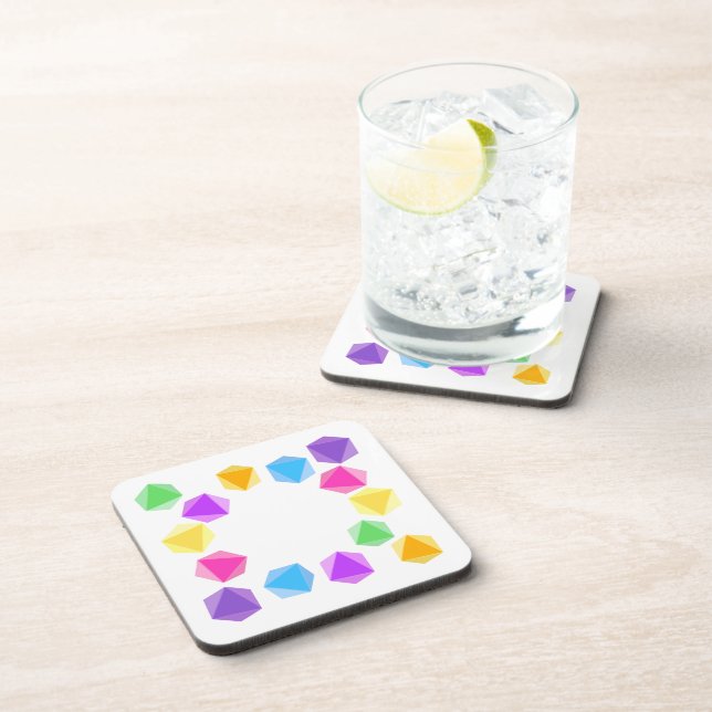 Dessous-de-verre Arc-en-ciel D8 Dice Drick Coasters (Côté Droit)