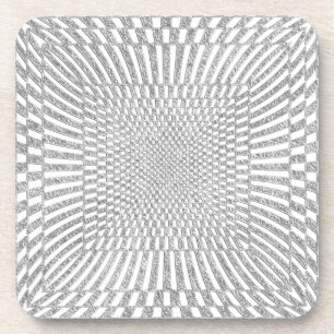 Dessous-de-verre Argent et motif Checkered tordu par blanc