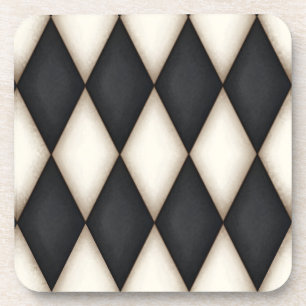 Dessous-de-verre Arlequin blanc noir et antique À damiers Motif