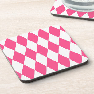 Dessous-de-verre Arlequin rose blanc Diamants Checkers Design