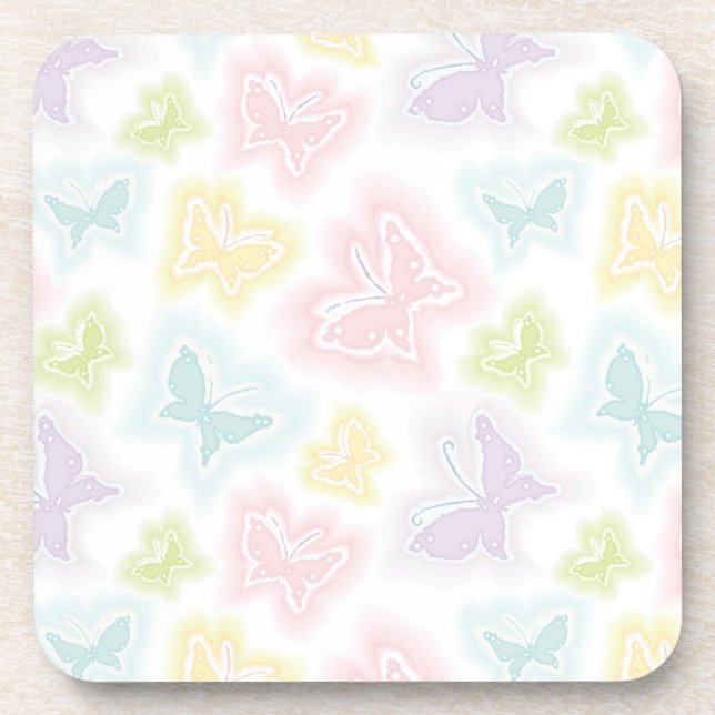 Dessous-de-verre Arrière - plan avec des papillons dans l'aquarelle (Devant)