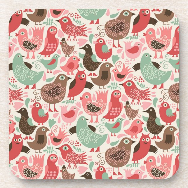 Dessous-de-verre arrière - plan avec les oiseaux mignons (Devant)