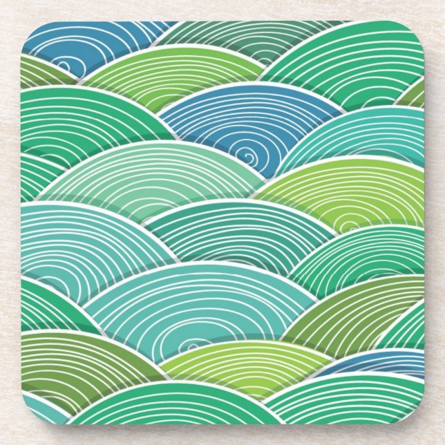 Dessous-de-verre Arrière - plan des vagues vertes abstraites (Devant)