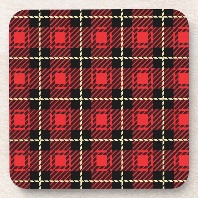 Dessous-de-verre Arrière - plan rouge de plaid (Devant)