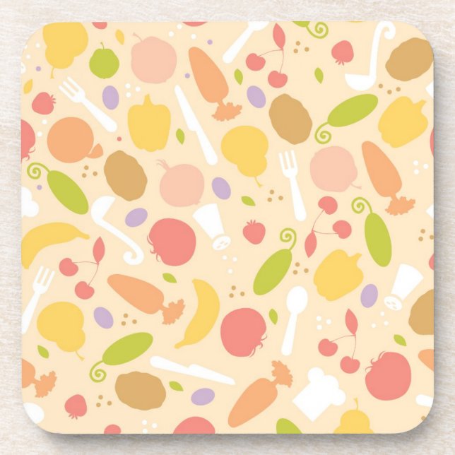 Dessous-de-verre Arrière - plan végétarien de motif de cuisine (Devant)