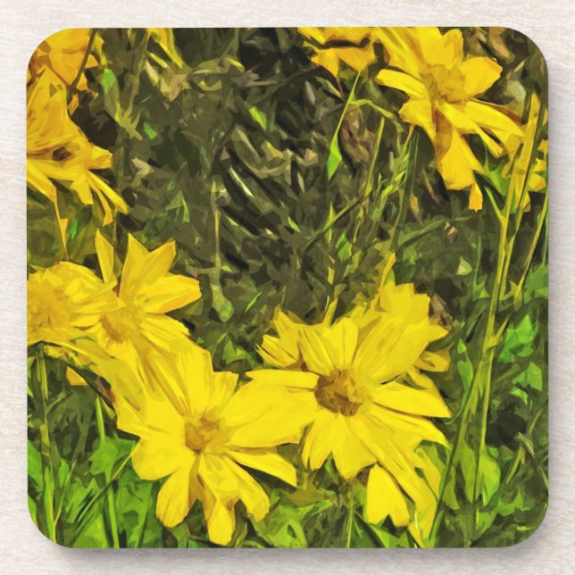 Dessous-de-verre Arrowleaf Fleur Balsamroot Impressionnisme Abstrai (Devant)