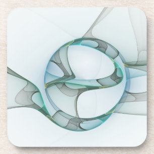 Dessous-de-verre Art Abstrait moderne Fractal Bleu Turquoise Gris