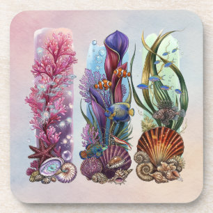 Dessous-de-verre Art aquarelle de la vie marine des récifs corallie