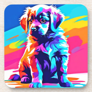 Dessous-de-verre Art de chien aux couleurs de l'arc-en-ciel