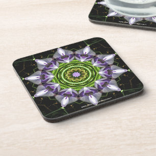 Dessous-de-verre Art de kaléidoscope de mandala floral pourpre