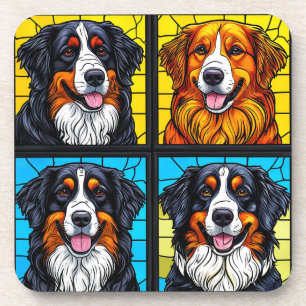 Dessous-de-verre Art de vitrail chiens colorés