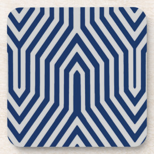 Dessous-de-verre Art déco géométrique - bleu marine et gris