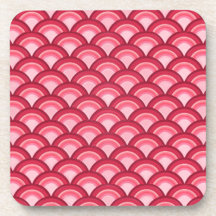Dessous-de-verre Art Deco wave pattern - red and fuchsia