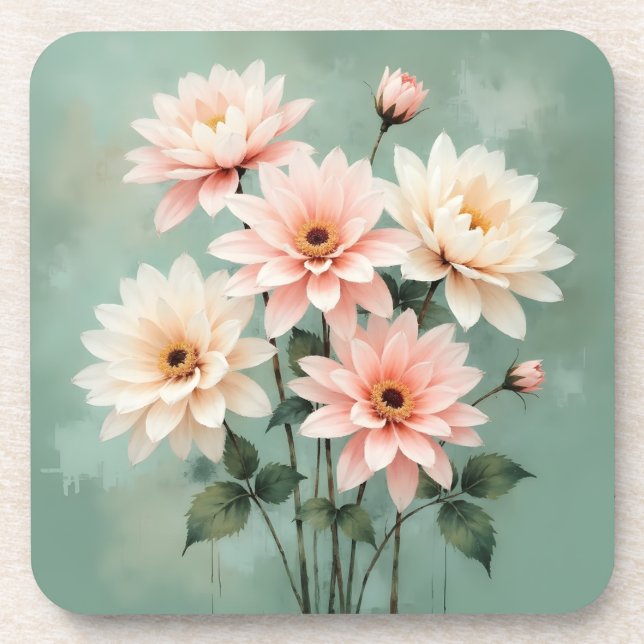 Dessous-de-verre Art Élégant Chrysanthème Rose (Devant)