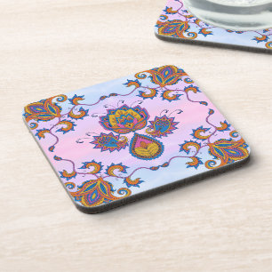 Dessous-de-verre Art Floral bleu et violet, Mehndi Blue Bliss