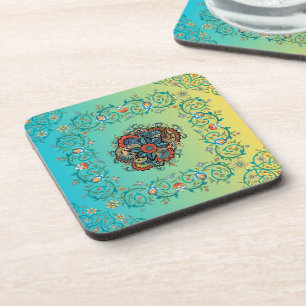 Dessous-de-verre Art Floral Vert Mehndi, Splendeur Sans Frontière