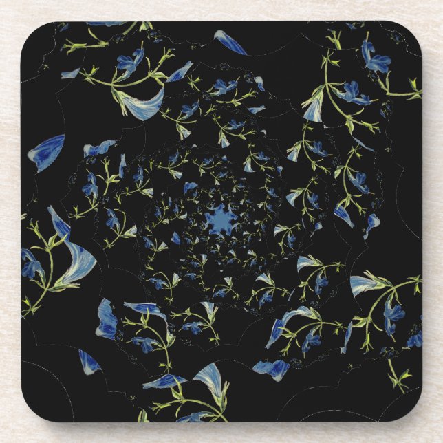 Dessous-de-verre Art fractal bleu et noir Sage (Devant)