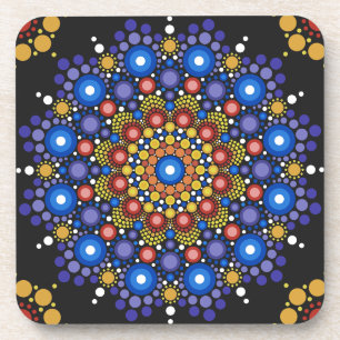 Dessous-de-verre Art Fractal Floral Dotée Rétro Mandala