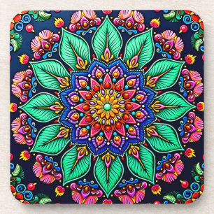 Dessous-de-verre Art mandala floral vibrant