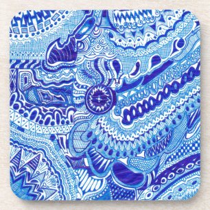 Dessous-de-verre Art motif de style Royal Blue et White Ming
