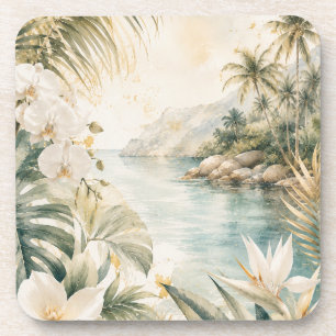 Dessous-de-verre Art mural aquarelle tropical luxueux côtier