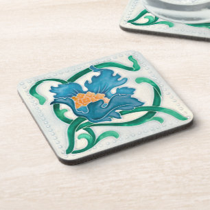 Dessous-de-verre Art Nouveau Floral Majolica Faux Relief