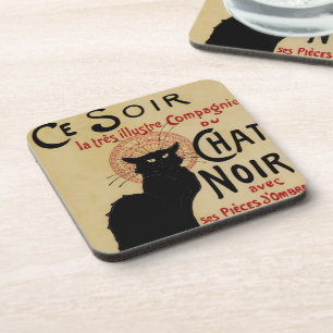 Dessous-de-verre Art Nouveau vintage, Ce Soir Conversation Noir Cha