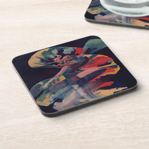 Dessous-de-verre Art Nouveau vintage, Loie Fuller au Folies Bergere