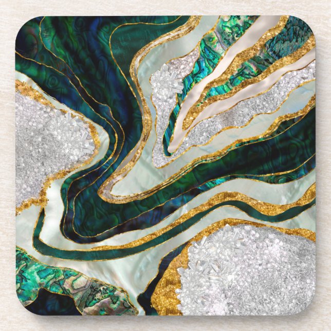 Dessous-de-verre Art numérique de la géométrie Abalone et Crystals (Devant)