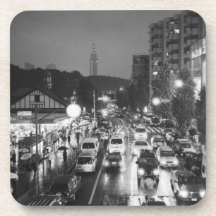 Dessous-de-verre Asie, Japon, Tokyo. Soir, gare de Harajuku,