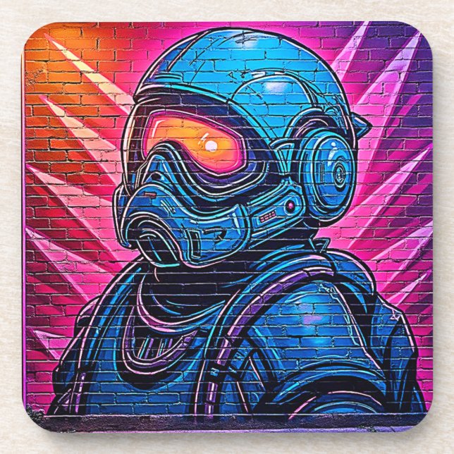 Dessous-de-verre Astronaute de Neon Cyberpunk (Devant)