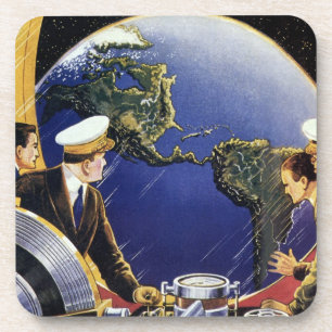 Dessous-de-verre Astronautes de la science-fiction vintage en orbit