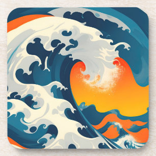 Dessous-de-verre Attrapez une grande vague japonaise